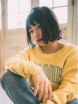 ヘアースペース ラ ルージュ(hair space LA ROUGE) 切りっぱなしボブイヤリングカラー/暗色・暗め・黒髪