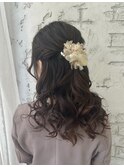 お呼ばれ大人っぽねじり編みハーフアップヘア