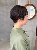 ショートヘア、マッシュショート、丸みショート、グレージュ