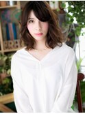 斜めバングくせ毛風小顔くすみカラーミディh4志木20代30代40代