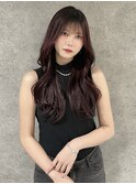 【Motoki】　20代/ロングレイヤー/ボルドー/天神大名
