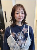 オン眉レイヤーボブ/ピンクブラウン/顔周りカット/前髪カット