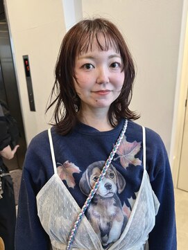 ディーエックス ウエスト(Dxxxx WEST) オン眉レイヤーボブ/ピンクブラウン/顔周りカット/前髪カット