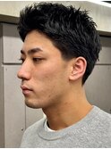 刈り上げアップバングスパイキーショートパーマスパイラルパーマ