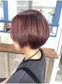 【大人かわいい艶髪】白髪ぼかしハイライト×ピンク系×ショート