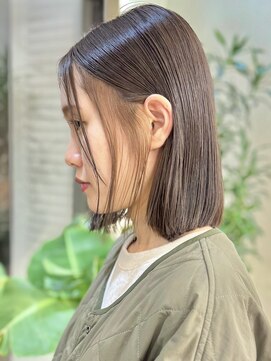ハヤシ(HAYASHI) 艶髪小顔似合わせカットインナーカラーミディアムボブエモージュ