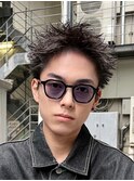 スパイキーショートツイストスパイラルパーマ短髪ツーブロック