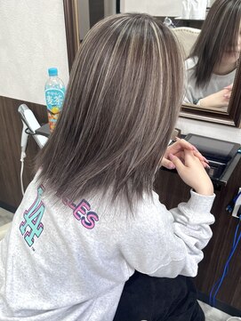 ベルヘアーデザイン 堺東(Belle hair Design) コントラストハイライト/外国人風/ミディアム/堺東