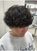 再現性高い波巻きスパイラルパーマ×刈り上げマッシュ