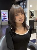 顔周りレイヤー×透明感グレージュ/小顔ボブ/艶髪/心斎橋