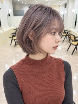 モト 船橋(moto) 韓国アイドル上品丸みショートボブ艶髪ラベンダーベージュ船橋
