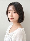 秋カラーシースルーオリーブグレージュ/小顔レイヤーボブp上尾