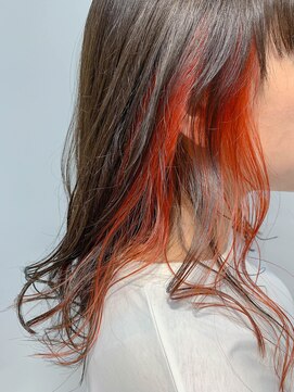 テトヘアー(teto hair) long (インナーカラー、オレンジ、アクセサリーカラー)