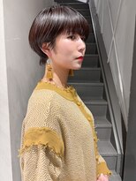 大人可愛い大人美人くすみカラー透明感ブラウンショートボブ