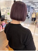 ラベンダーピンク　グラデーション　丸みボブ　韓国ボブ
