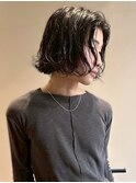 メンズパーマ センターパート スパイラルパーマ ミディアム 20代