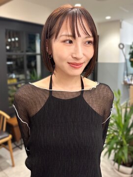 ユニバイリサ 天神大名店(uni by risa) ショートボブ タッセルボブ シースルーバング ツヤ髪 20代30代