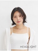 ミディアムレイヤーウルフボブレイヤーココアベージュ小顔黒髪