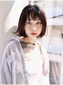 切りっぱなし/ぱっつん/前下がり/アッシュブラウン