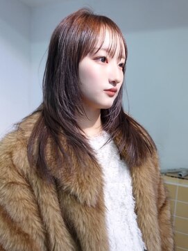 ネルケ 立川(nelke) 顔周りレイヤーカット暖色ブラウンシースルーバング韓国ヘア立川