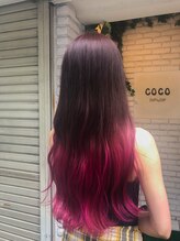 ピンクグラデーションカラー(ブリーチ×1～3回)