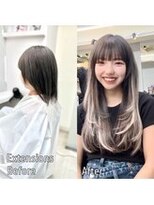 ディア(.eer)&nbsp;ハイライトMIXシールエクステ×顔まわりレイヤーカット/心斎橋