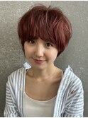 丸型ピンクブラウン美髪エアリーロングベリーショート［大宮］