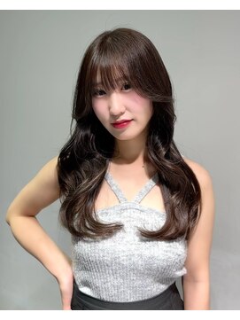 ワン バイ ジエクト(One by The Ect) エアリーロング韓国シースルーレイヤー透明感オリーブグレージュ