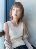 大人かわいい前髪セシルカットココアブラウンフリンジウェーブ