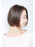 切りっぱなしボブ ストレートワンカールハンサムショートカット