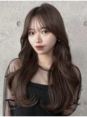 ホワイトグレージュミニウルフデジタルパーマチェリーブラウン