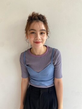 トワ 豊中店(towa) ウルフカットくびれヘアアプリコットオレンジミディアムヘア