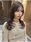 韓国ヘアーハッシュカットレイヤーカットグレージュブリーチ無し