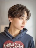 フェザーパーマセンターパートニュアンスパーマ韓国マッシュ黒髪