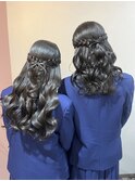 卒業式にリボンハーフアップ★