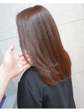 ヘアテリア リュウ 大塚(hair teria ryu) アホ毛対策・表面ストレート×暖色ピンクブラウン