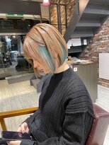 リジョイスヘア エン(REJOICE hair EN)&nbsp;【REJOICE hair EN】ミルキーベージュ×ターコイズ　担当AKIRA