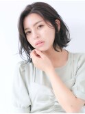 黒髪ワンカール外はねボブ[大人可愛い 20代 30代 40代]