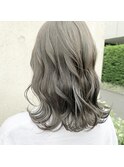 ブリーチなしカラー　暗髪ヘア　グレージュ　ラベンダーアッシュ