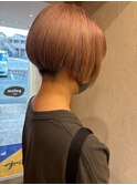 大人可愛い外国人風艶カラーショートボブ透け感小顔シルエット