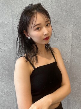 アース 三軒茶屋店(HAIR&MAKE EARTH) 三軒茶屋_レディース_セミロング_黒髪_ウェット_オイル_小顔