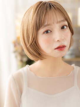 カバーヘア ブリス 大宮西口(COVER HAIR bliss) 透明感シルキーベージュ小顔切りっぱなしボブh3大宮20代30代40代