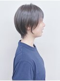 *耳かけショートボブ丸みショート前下がりショートボブ前髪あり