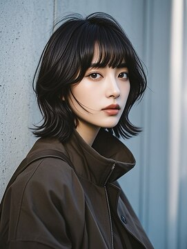 レイヤーボブボブヘアショートウルフパーマウルフボブヨシンモリ