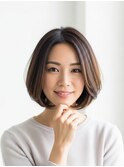 上品な丸みショートボブ川越/ショート/ボブ/白髪ぼかし/白髪染め