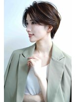 ムウ 難波(MOU) クールショートボブ前髪イメチェンピンクベージュ30代40代50代