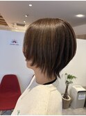 ショートウルフ,明るい白髪染め,白髪ぼかし,ベージュ【草加】