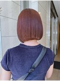 ぱつっとストレートボブオレンジブラウン