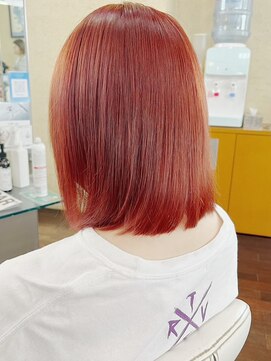 イーストハムアール(EAST HAM r) ミディアムボブ/ストレート/レッドオレンジ