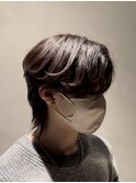 韓国風ミディアムウルフ/センターパート/ニュアンスパーマ